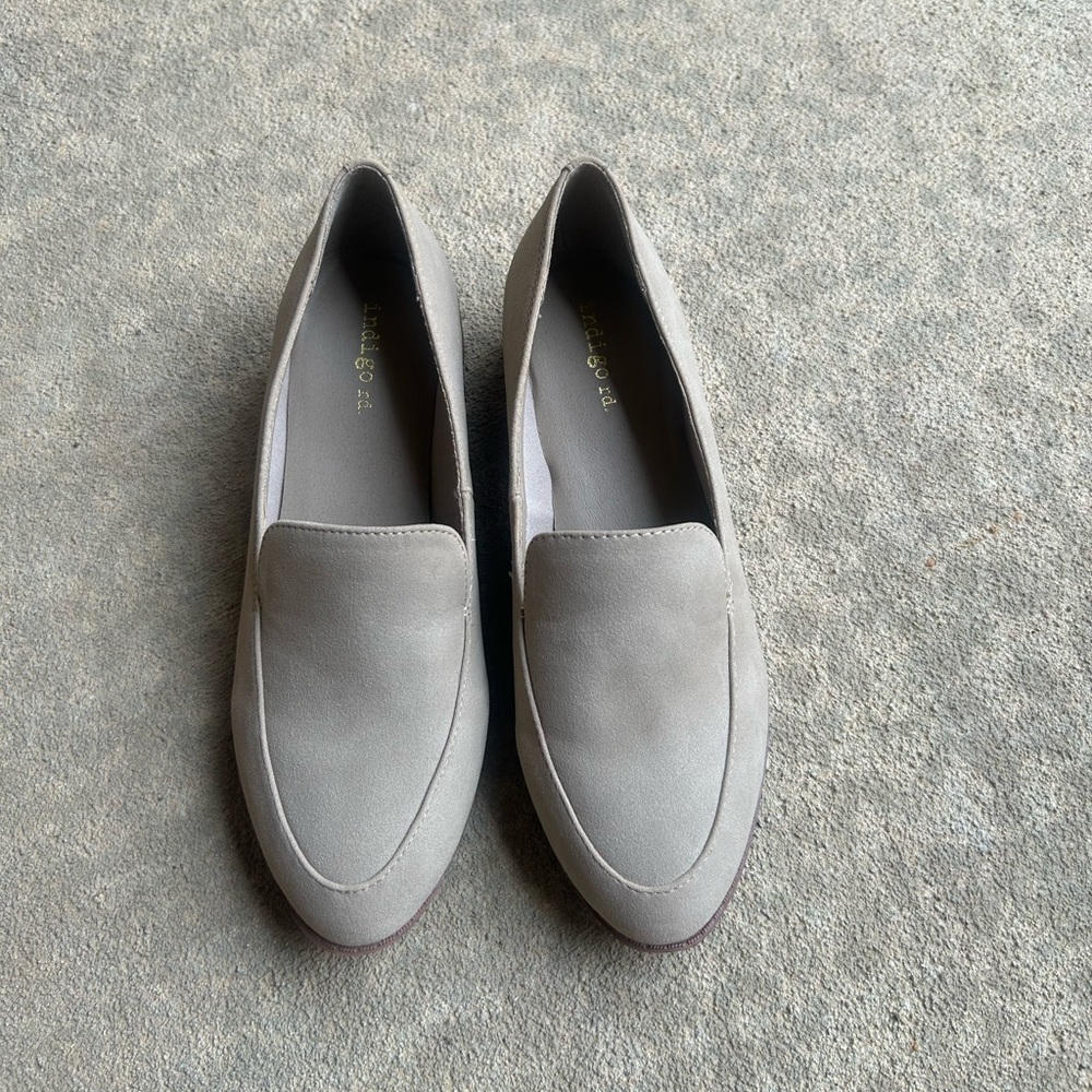 Indigo Gray/khaki Minimalist Loafers Flats
